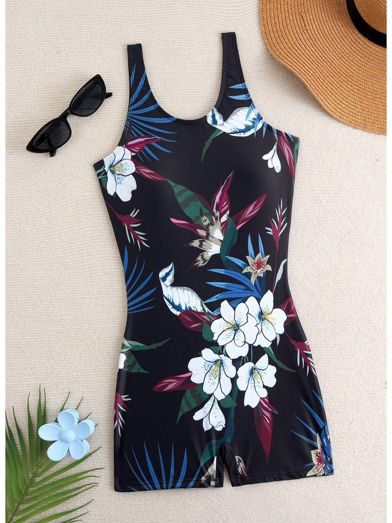 2026 New Women's European American One-Piece Sport Boyleg Swimsuit: Fashionable, Conservative Beachwear