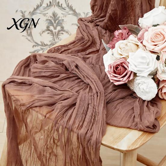 Rustic Wedding Table Decor Cheesecloth Runner, Sheer Boho Dining Heat Resistant Runner Centerpiece for Bridal Shower Baby Modern Events