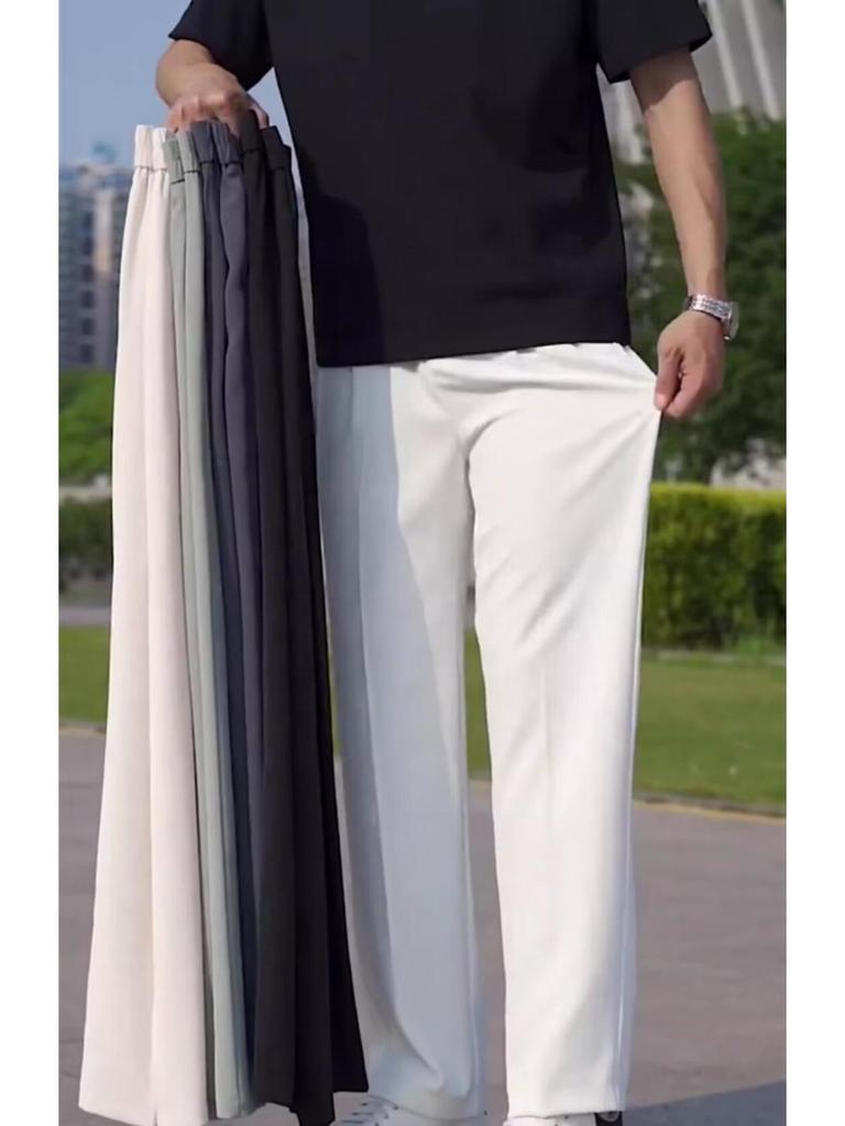 2024 Men's Trendy High Street Nine-Point Suit Pants - Large Size, Straight Fit