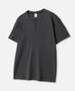 Dibellobeu Basic Henley Neck Waffle Short Sleeve T-Shirt_Charcoal