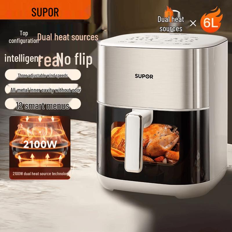 SUPOR 6L Dual Heat Touch Control Smart Air Fryer KD60D872 CN plug (adapter included)