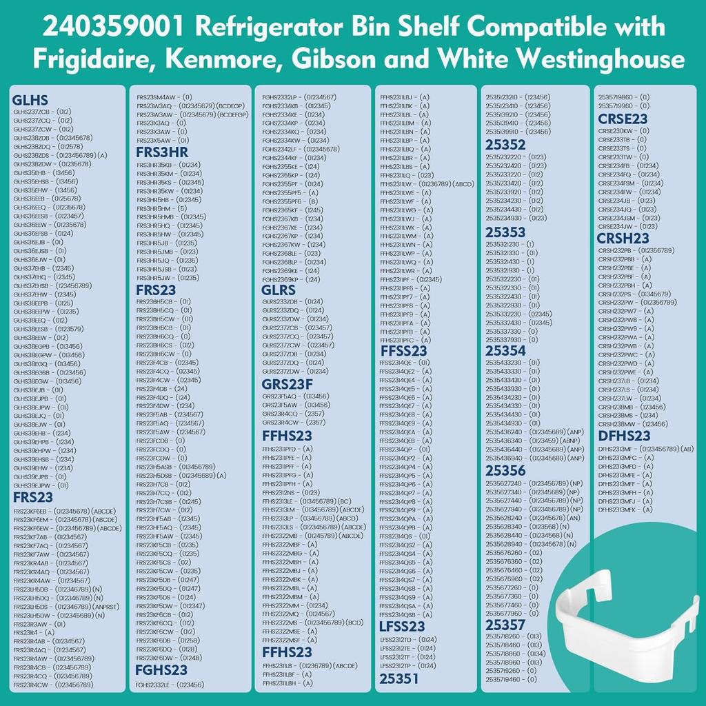 UPGRADED 240359001 Freezer Door Bin Compatible with Frigidaire 240359000 Replacement AP2116072 240359007 Freezer Door Bin, Also Compatible with