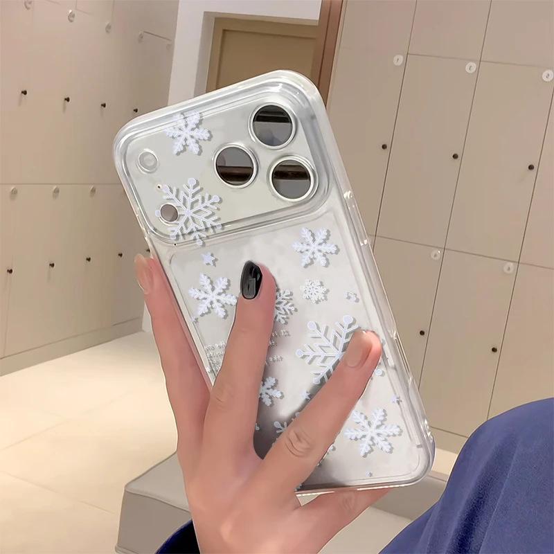 ins Winter Snowflake Applicable Apple 16/17Promax Mobile Phone Case IP15 Transparent 14 Niche 13 Space Case 12