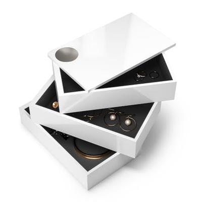 Umbra Jewelry Storage, Desktop Jewelry Box, Case, for Rings, Earrings, Bracelets, Watches, Necklaces, SPINDLE (2308712660), White