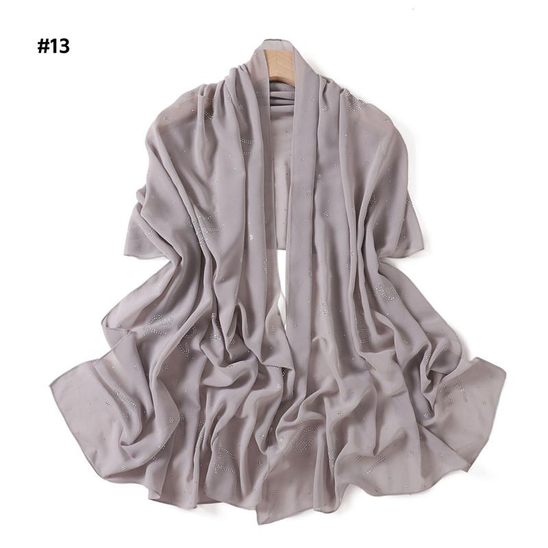 Rhinestone Arabic Numerals Beads Bubble Chiffon Hijab Shawls Women Wrap Elastic Muslim Full Cover Islam Foulards Bonnet Headband
