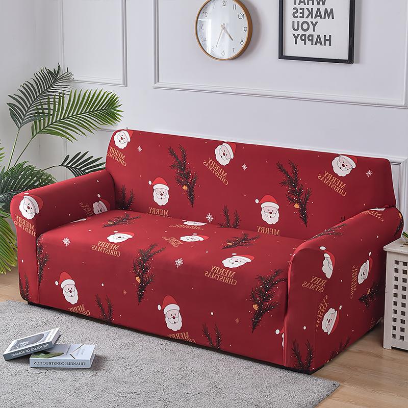 Christmas Sofa Protective Covers Living Room Elastic Living Sofa Slipcover Stretch All-inclusive Dining Chair Slipcover Couch Cover 1/2/3/4 Seater
