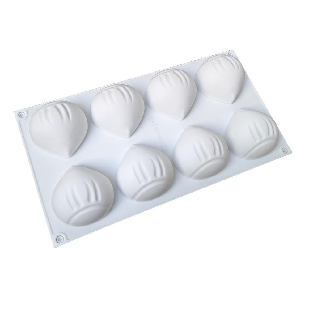 8-Cavity Hazelnut Mousse Cake Mold Food Grade Silicone Heat Resistant Fruit Shaped Dessert Mold Flexible Handmade Baking Mold