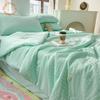 Seersucker Summer Cool Quilt Solid Color Comfortable Naked Sleep Thin Blanket Ice Silk Bedding Queen Quilt Size Blanket Summer