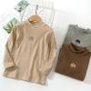 Half-Turtleneck Base Layer Shirt for Autumn and Winter, Casual Long-Sleeve Top for Boys and Girls, Striped Thermal Clothing for Older Children