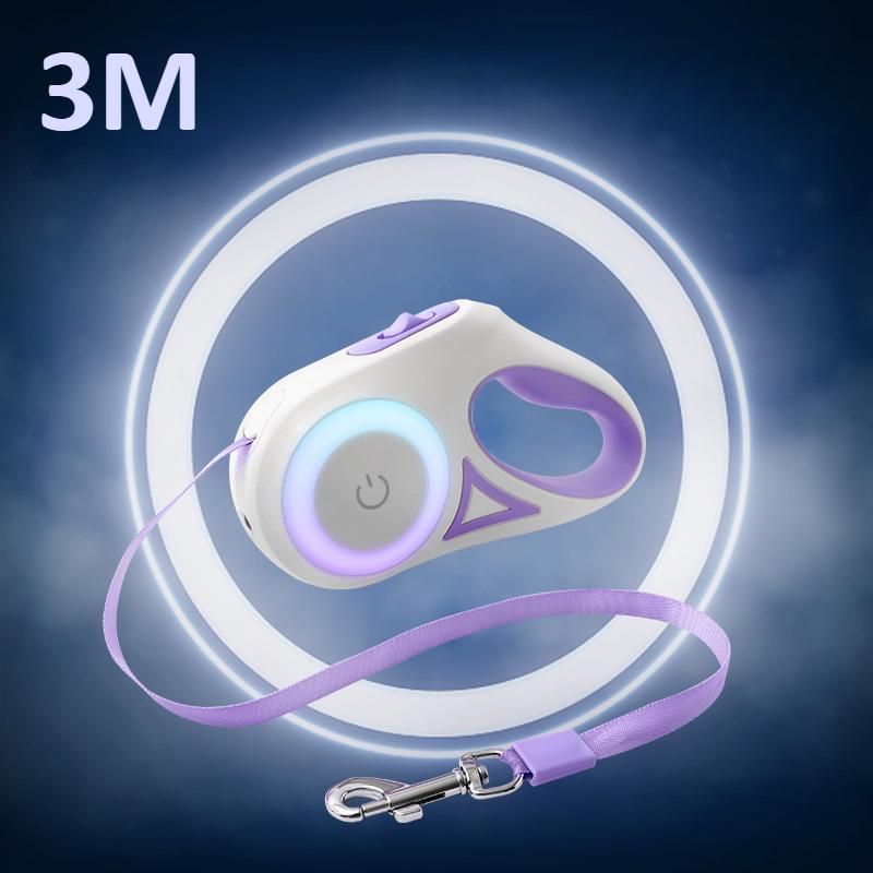 3/5M Automatic Dog Leash Retractable LED Luminous Leading Fashion Light Straps for Dog Puppy Pet Flexi Walking Running Lead