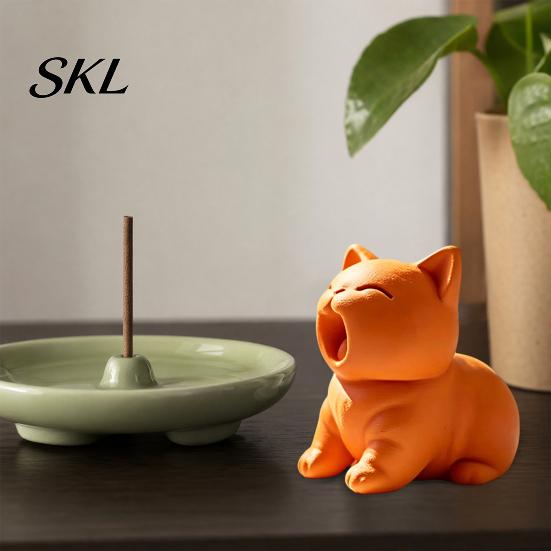 Handmade 3d Cat Sculpture 3D Printed Figurine, Cute Screaming Ornament, Creative Pet Tiny Display Figurine Kitten Desktop Decoration for Home