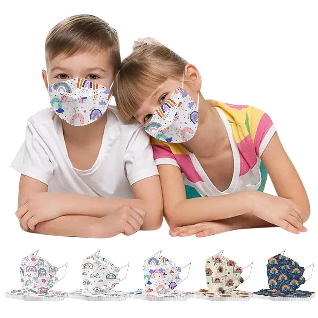 50PCS Kids Children's Disposable Face Mask Cute Funny Print 3D Designs 4-Ply Facial Masks
