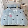 Girls Pink Bedding Set with Bow Korean Breathable Duvet Cover No Filler Flat Sheet Pillowcases Mix Color Comforter Cover Set