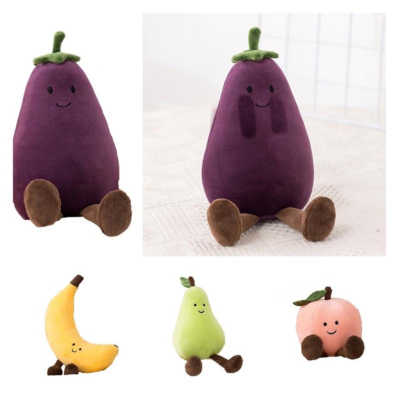 Adorable Fruit Party Plushies For Kids- Banana, Eggplant, Peach, And Pear Options!