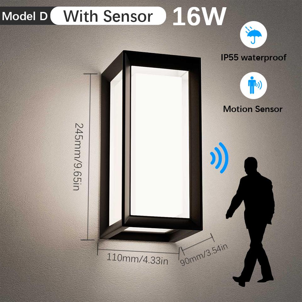 LED Wall Light Motion Sensor Indoor Outdoor AC85-265V ABS Waterproof Led Lights Home Appliance For Garden Living Room Decoration