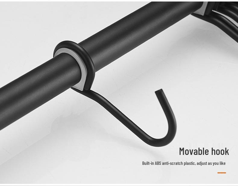 Stainless Steel No-Drill Wall-Mounted Kitchen & Bathroom Utensil Rack with Movable Hooks