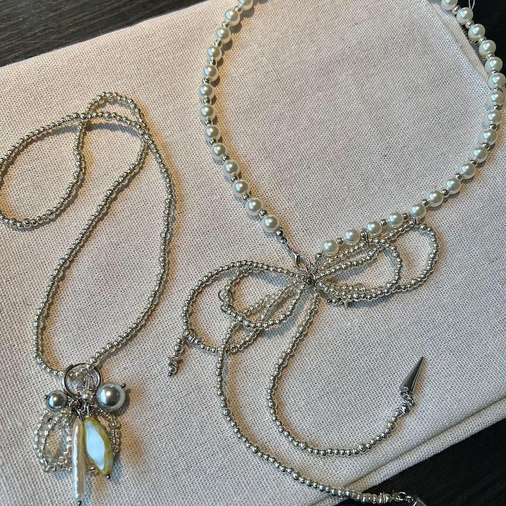 Xiaomi Pearl & Bow Beaded Choker: Stylish, Girly Clavicle Necklace