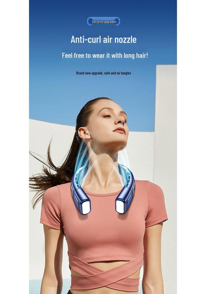 Leafless USB Neck Fan: Silent, High Power, Portable & Rechargeable