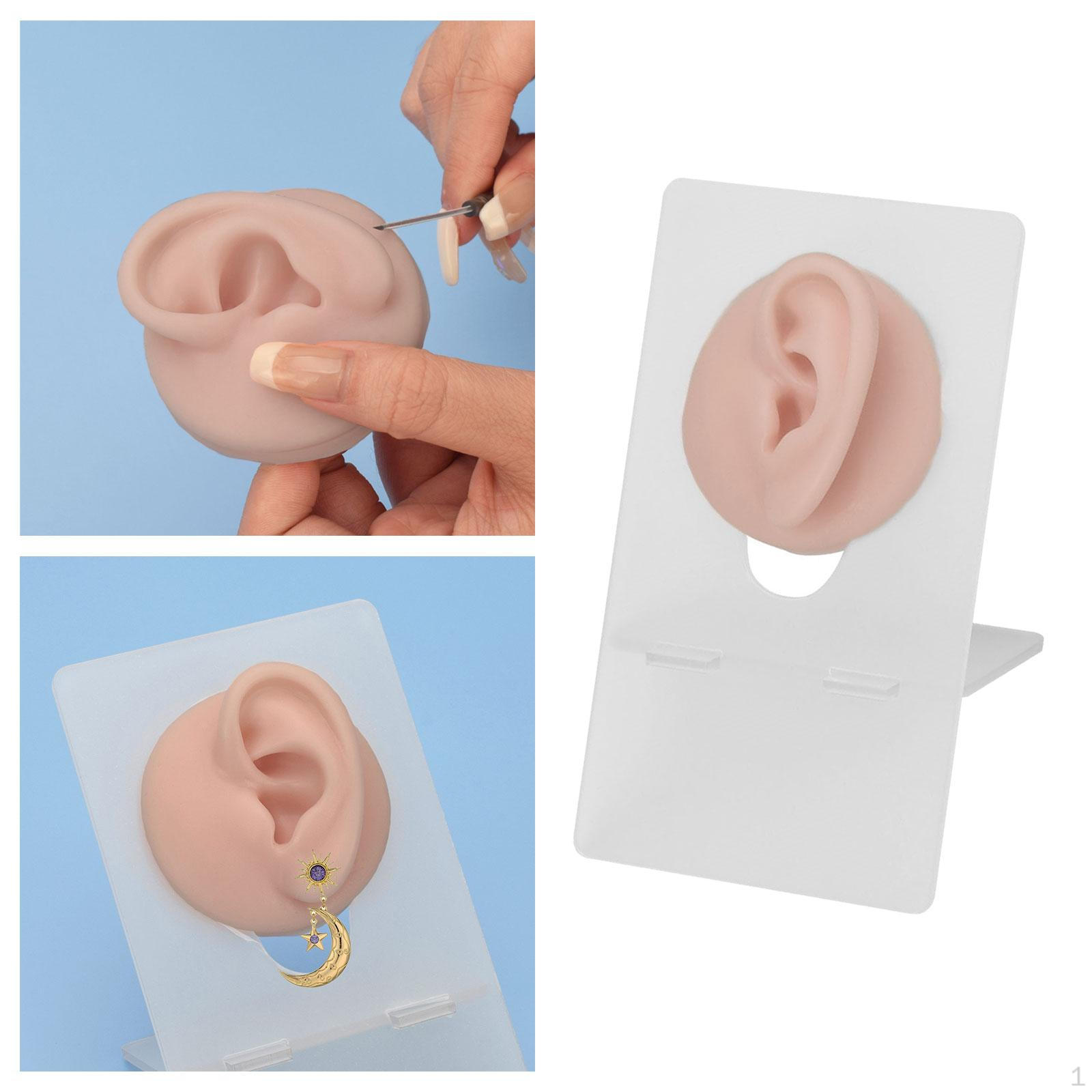Flexible Silicone Ear Model for Piercing Practice and Teaching Dark Skin Color