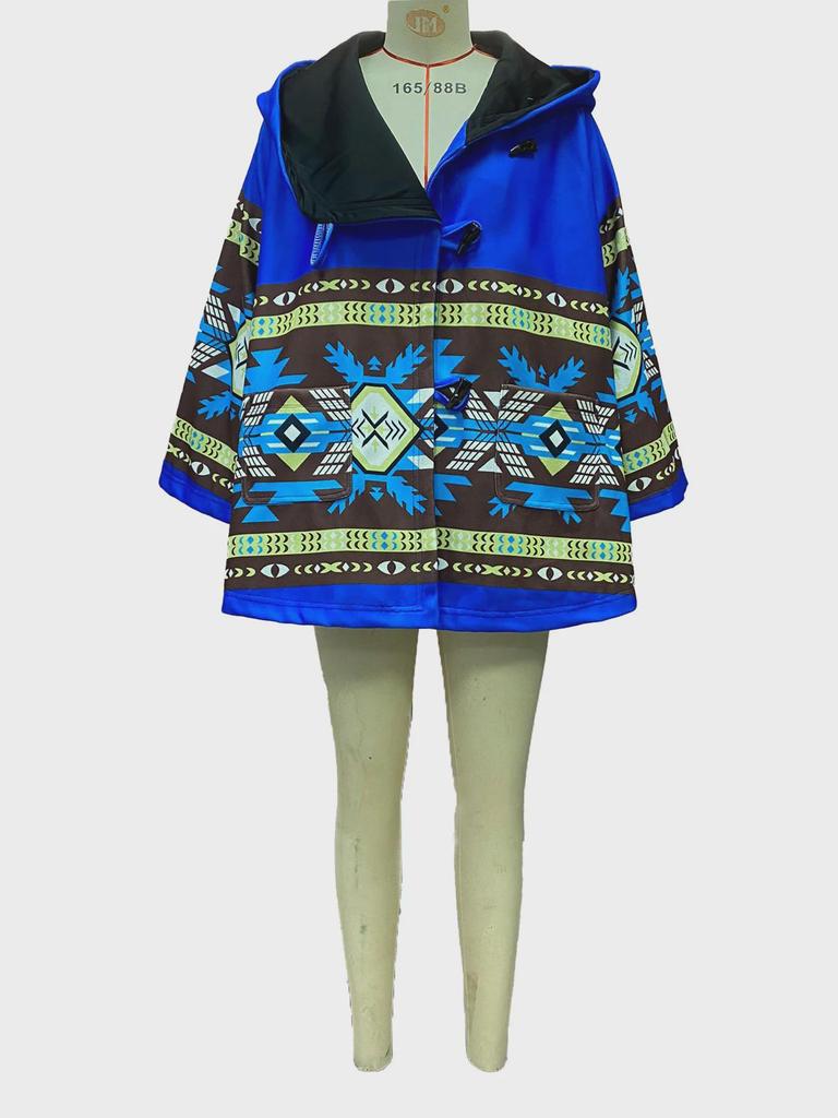 Retro bedruckter Wollmantel für Damen: 5 Farben, 8 Größen, Winterkollektion 2025