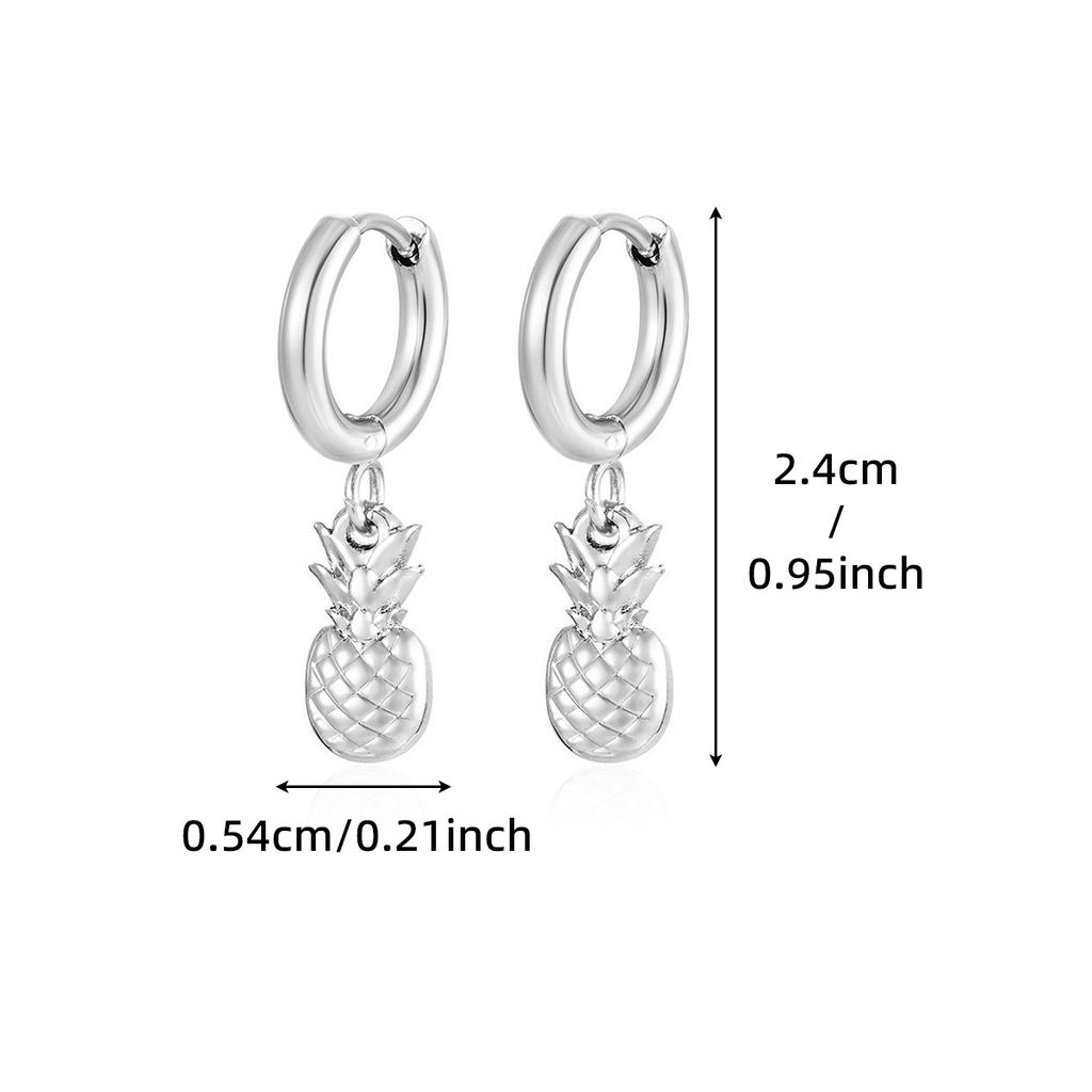 Cute Pineapple Dangle Hoop Earring for Women Girls Stainless Steel Drop Earrings Fashion Charms Party Jewelry Best Gifts