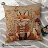 1pc 2D Printed Vintage Fox and Mushroom Pillow Cover