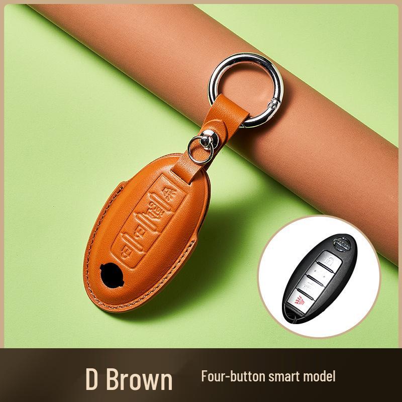 Skórzany Etui na Klucze ze Skóry Wyprawianej Roślinnie dla Nowego Kluczyka Samochodowego Sylphy Murano, Ręcznie Robiony Wzór Klamry dla Mężczyzn