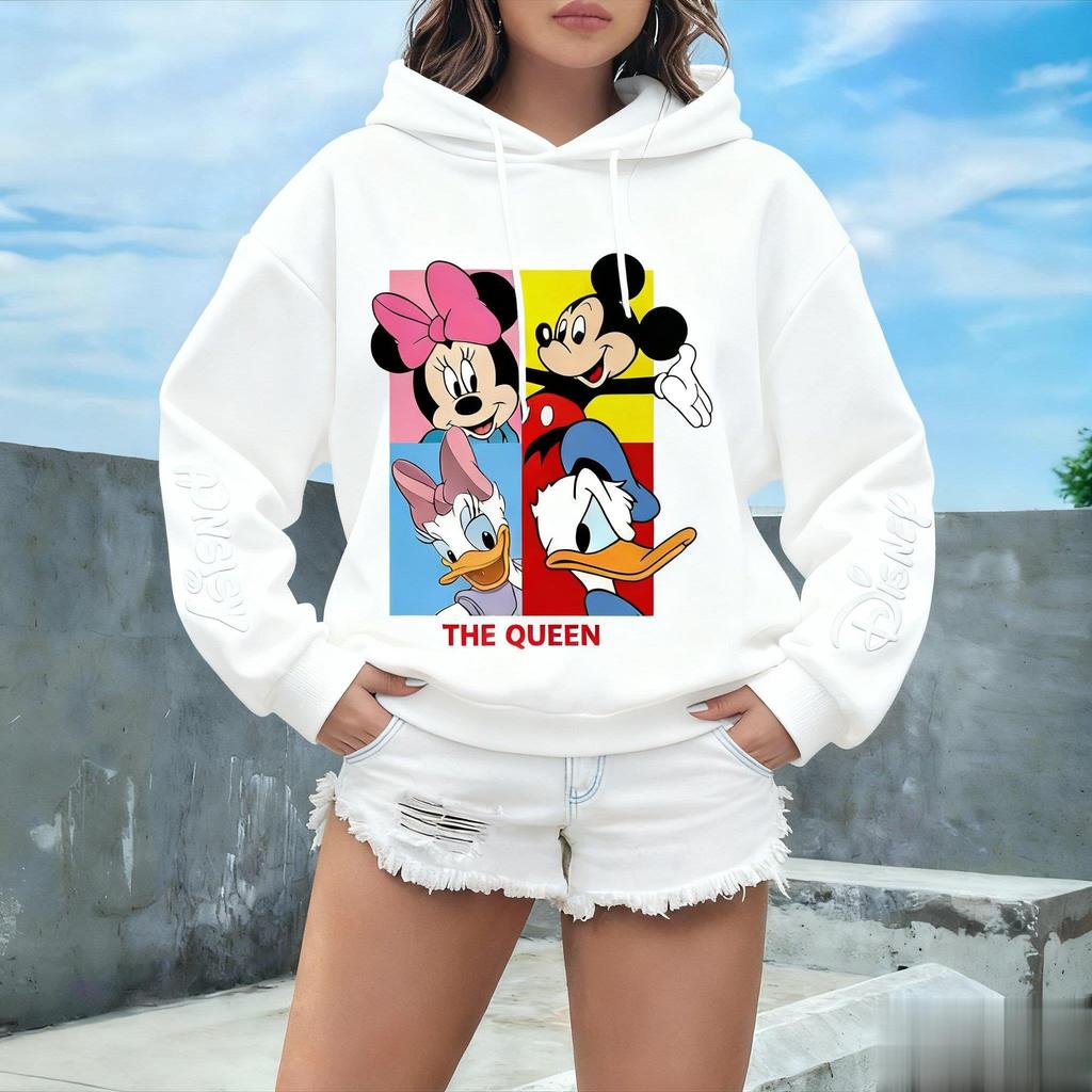 Oversized Vintage Mickey Minnie Disney Print Hoodie Women Men Casual Pullover Sweatshirt Streetwear Spring Autumn New Fashion