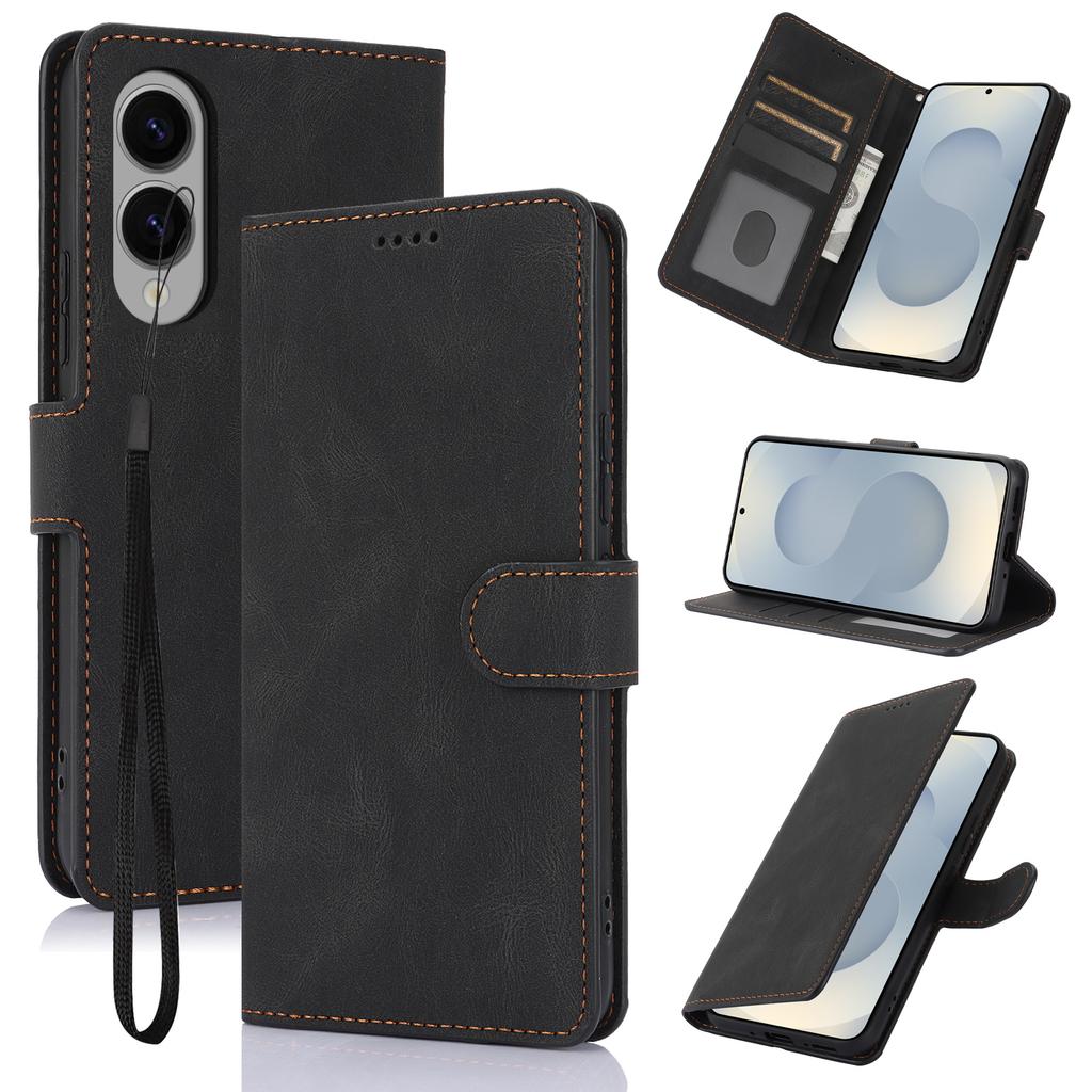For Samsung Galaxy S25 Edge Case PU Leather Phone Cover with Wallet Stand