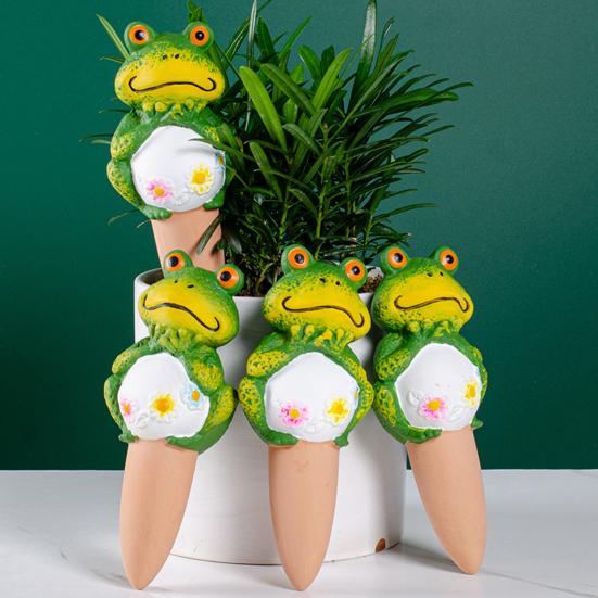 4Pcs Terracotta Self Watering Frog Planter Watering Spikes Slow Insert Automatic Spikes Cute Release Watering Tools