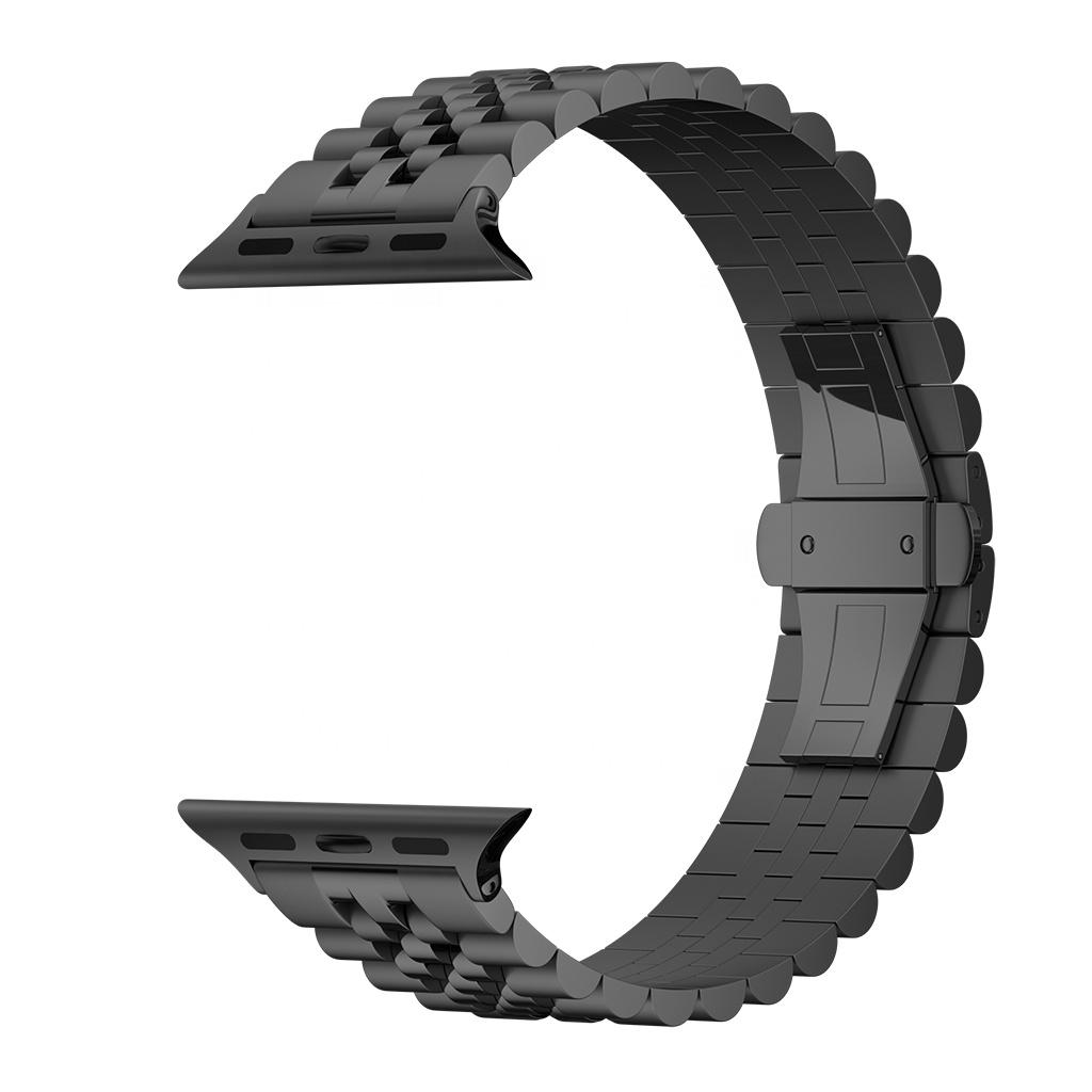 Keepwin 304 Stainless Steel Butterfly Buckle 5 Replacement Adjustable Bracelet Watch Band for Apple IWatch 9 8 Ultra 7 6 5 4 3