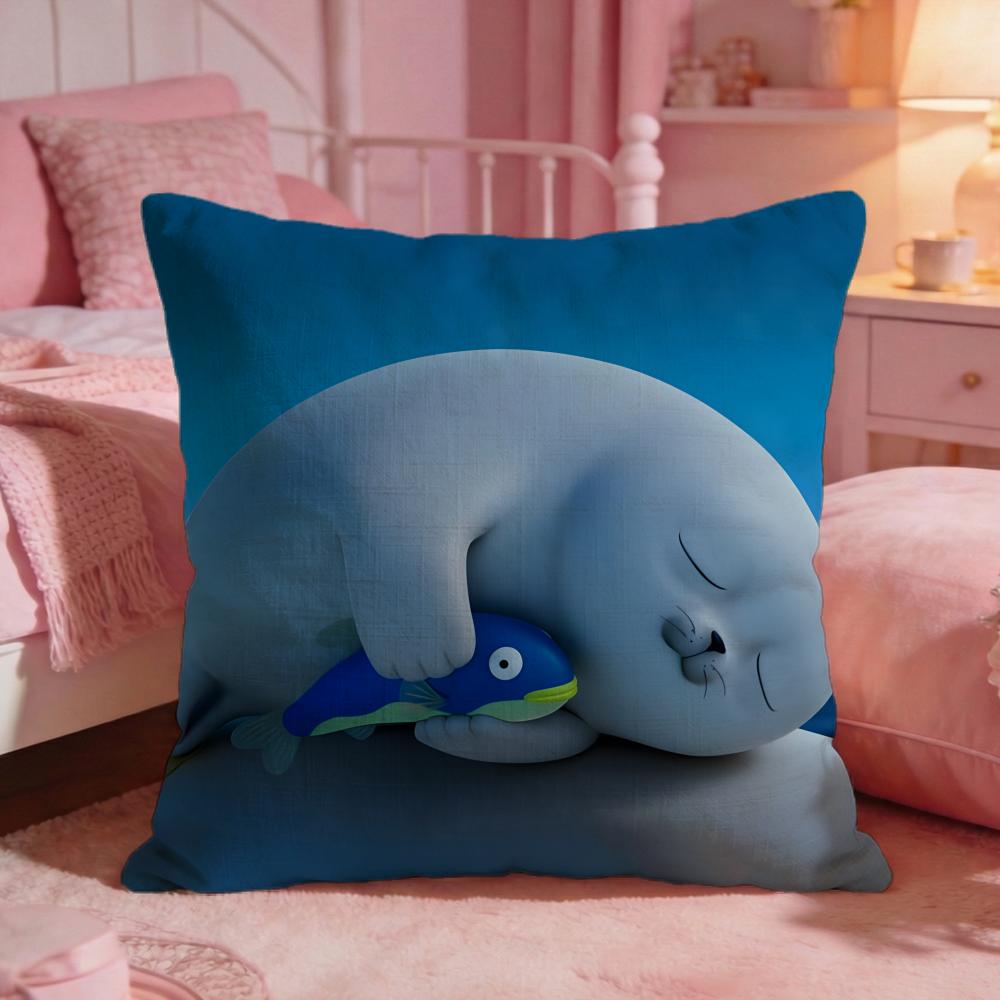 SSEALOOKs Cute Anime Cushion Cover Premium Comfort Reversible Pillow Cove Two In One Design For Any Room  Car Interior