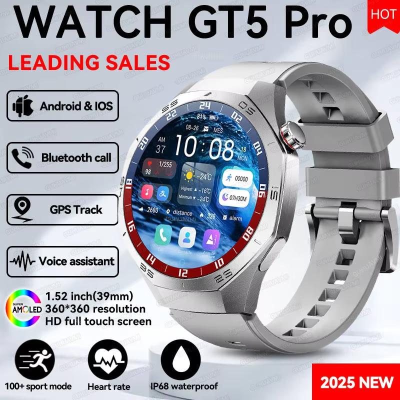 2025 Nouvelle Montre Connectée Homme Tracker GPS Écran AMOLED HD Fréquence Cardiaque Appel Bluetooth NFC Étanche Sports Extérieur Fitness Montre Connectée