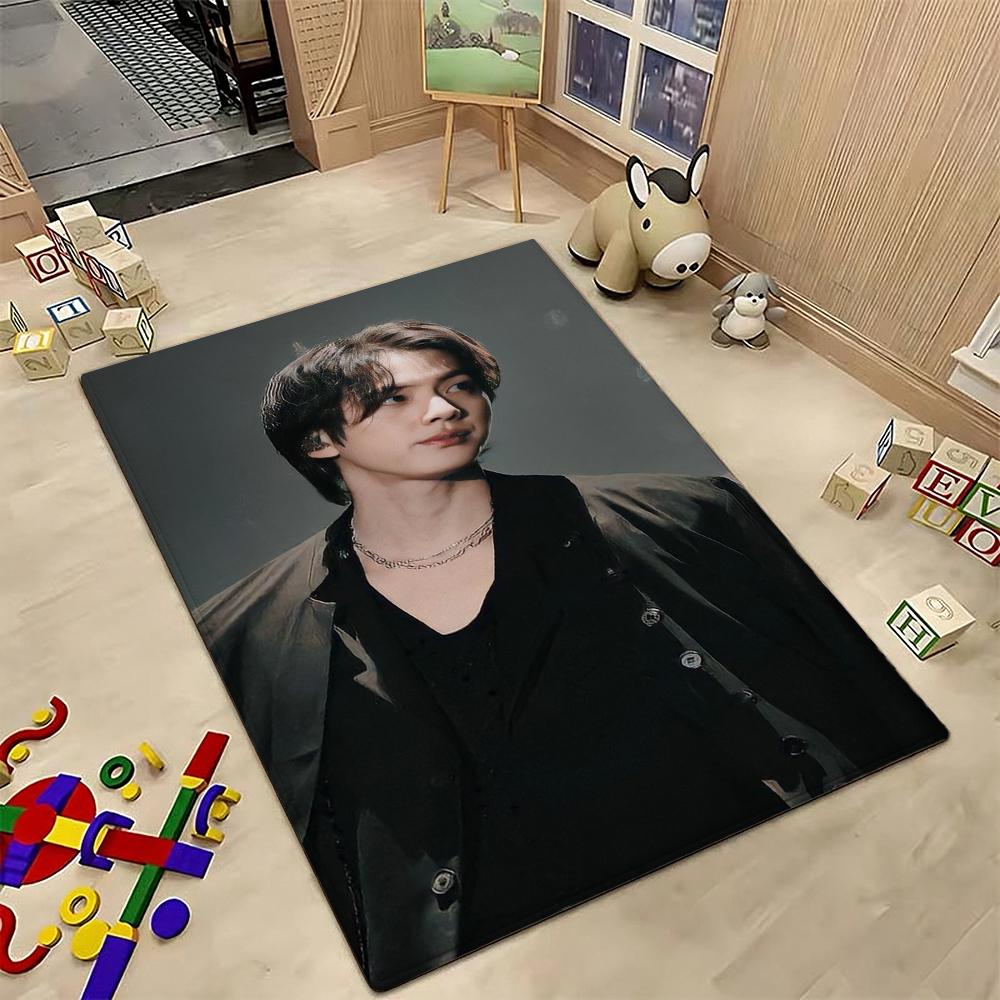 Idol Jin Stylish Black Fashion Indoor Rug Soft Texture Nonslip Carpet For Bathroom Kitchen Home Party Decor Valentine'S Day Gift
