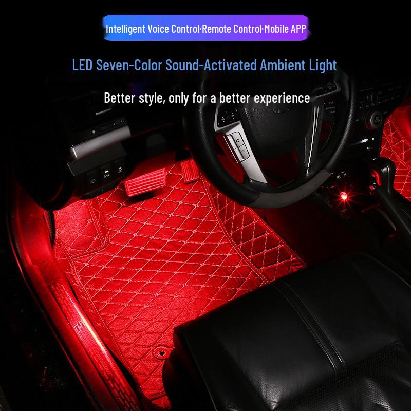 

Автомобильный окружающий свет: Светодиодная подсветка салона с управлением звуком, красочное украшение от одного до четырех 12V Cigarette Lighter Port