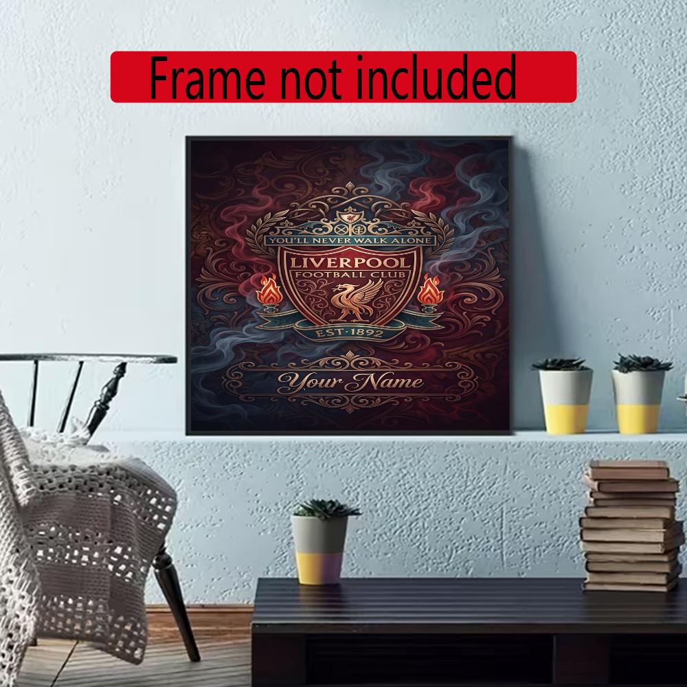 Liverpool Fc Customize Your Name Diamond Painting Round Diamond Diy Frameless Holiday Artwork Suitable For Home Office Wall Decoration