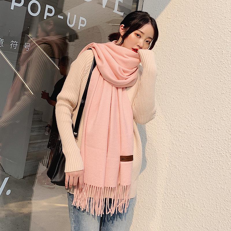VISROVER New 20 Colors Woman Winter Scarf Fashion Female Shawls Cashmere Handfeeling Winter Wraps Solid Color Winter Hijab Gift