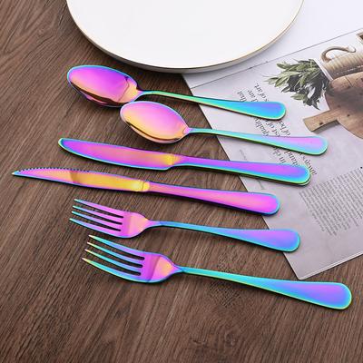 Set da 1/4 Posate Argento Portatili per Alimenti Posate in Acciaio Inossidabile Posate Piatti Set da Pranzo Set di Posate