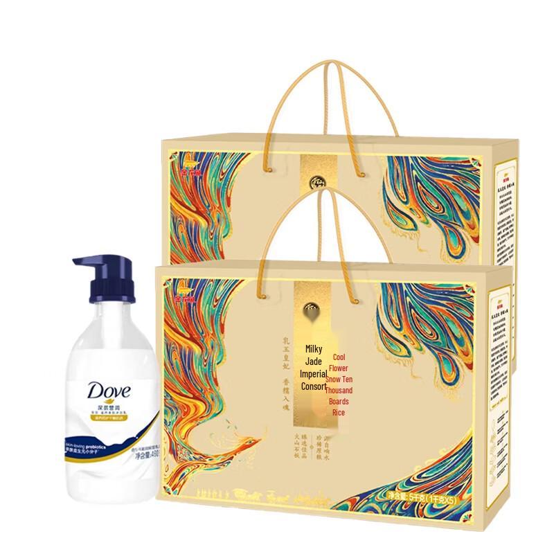 Питающий гель для душа Dove и рисовый пучок с королевским нефритовым срезом Арована