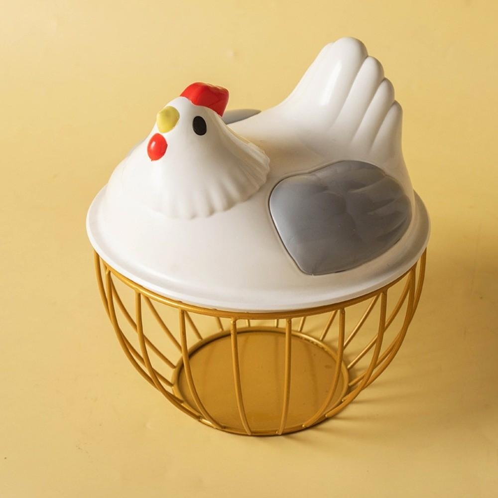 Rustic Egg Container Storage Hollow Iron Basket Hen Shape Egg Basket Kitchen Accessories