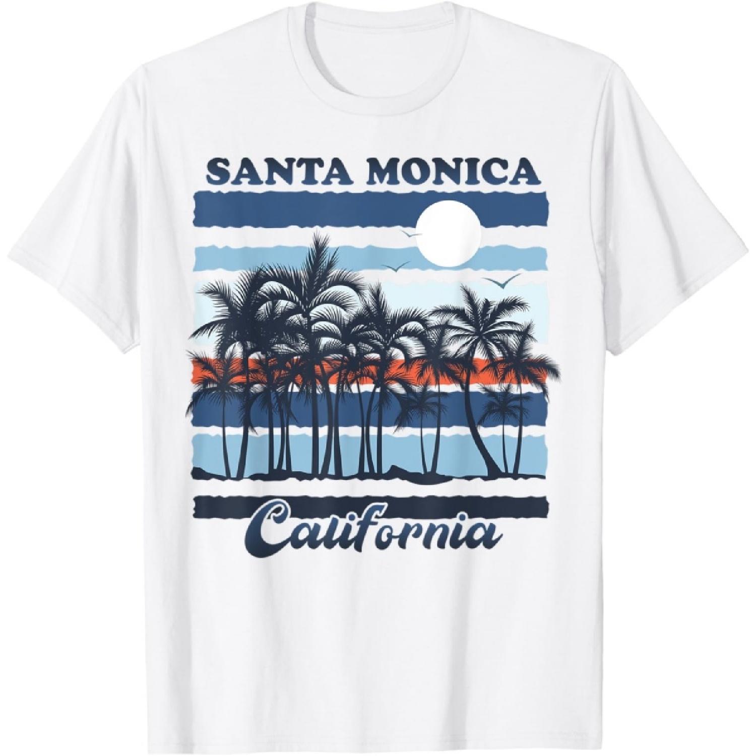Vintage Santa Monica California Beach Souvenirs Travel Men Women Kids T-Shirt S
