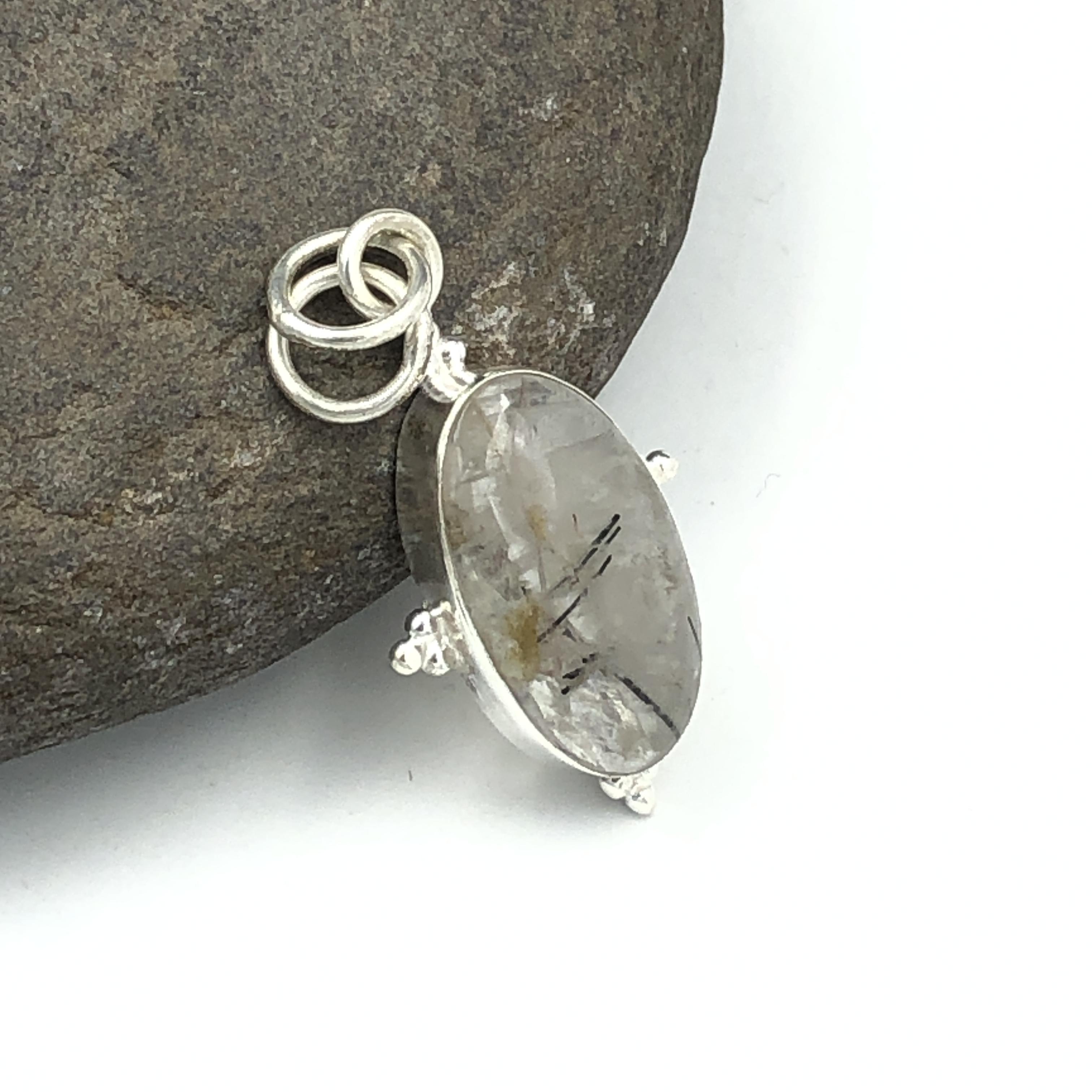 Натуральный золотой рутил Драгоценный камень 925 пробы Серебро Ювелирное изделие Подвеска 1,53  AJP-205