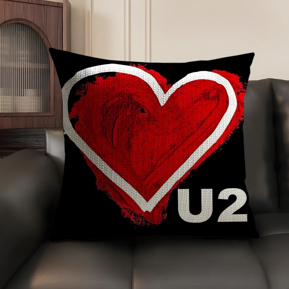 Rock UU Band Music Cushion Cover Natural Linen Organic Fabric DoubleSided Printing Sofa Home Decor Gift Pillow Case