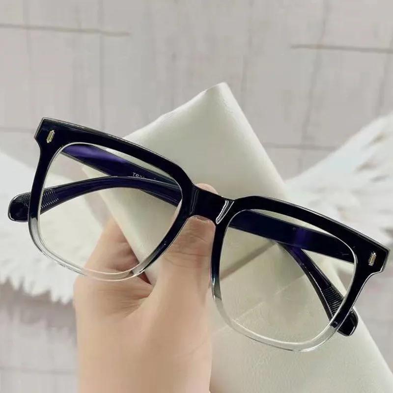 Simple Square Large Frame Myopia Glasses Ultra Light Unisex Short-Sighted Eyeglasses Blue Light Blocking Eye Protection Eyewear