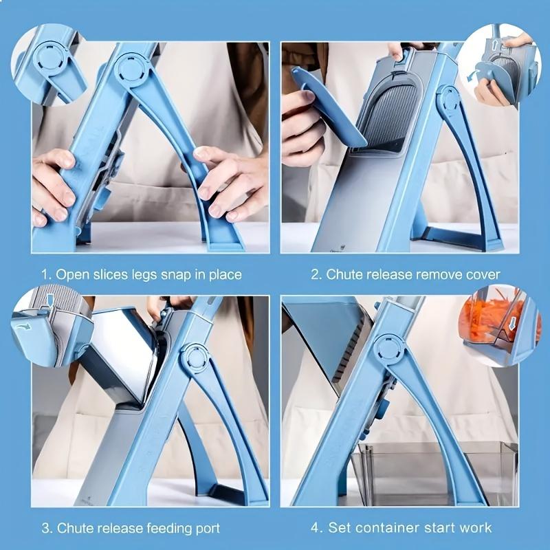 Verbesserter sicherer Kartoffelschneider, größere Größe, verstellbarer Gemüse-Lebensmittelzerkleinerer, Kartoffelchipschneider, abnehmbare Klinge, Küchenschneider