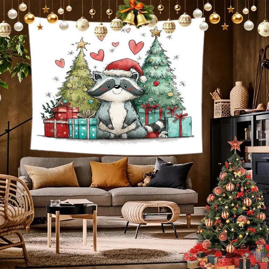 Christmas Gnome Tapestry Background Cloth Hanging Cloth Bedroom Bedside Decorative Wall Cloth Rental Dormitory Tapestry