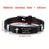 Cross Jesus Scripture Quote Bracelet Christian Bible Verse Stainless Steel Bracelets Silicone Wristband Men Women Jewelry Gift