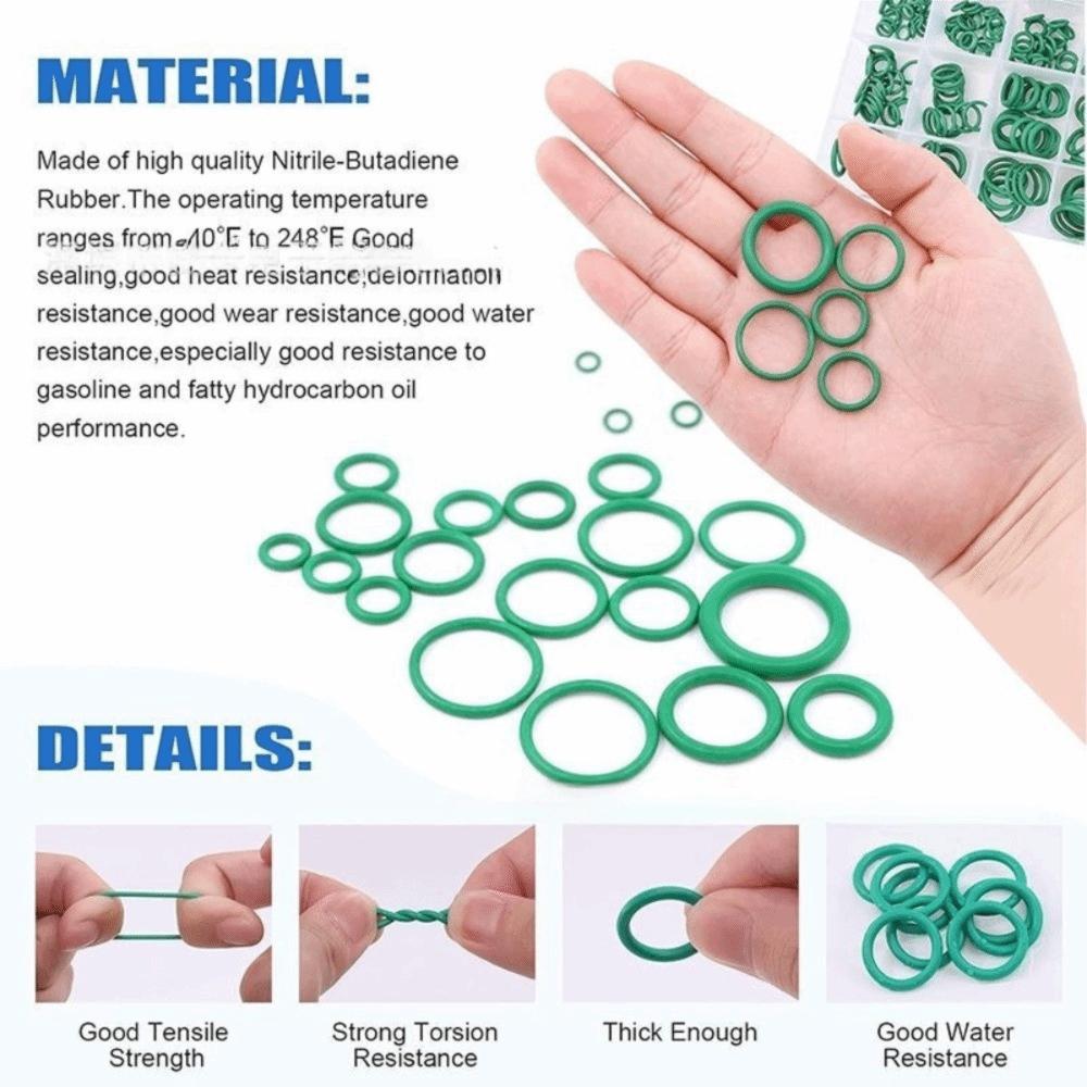 530pcs/set 18 Size Seal Rubber O-Rings Green Automotive A/C Plumbing Repair  Plumbing Repair