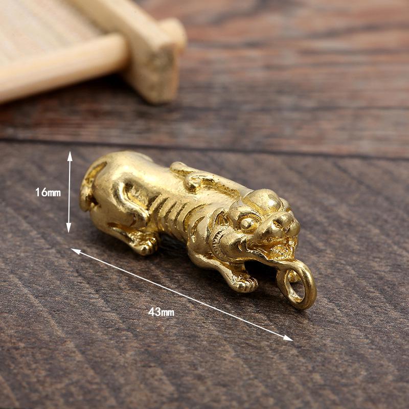 Vintage Brass Pixiu and Kirin Pendant Keychain for Men and Women