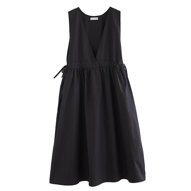 Estate Autunno Donna Abito Nero Scollo V Oversize Casual Loose Semplice  Vintage Baggy Basic Midi Dress acquista in modo economico — spedizione  gratuita, recensioni reali con foto — Joom